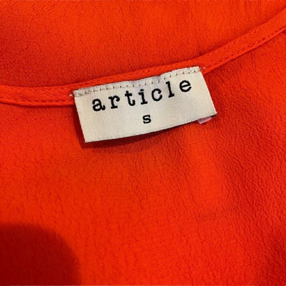 Article Crepe Blouse Split Neck Pintuck Detail Breezy Orange Size Small - Picture 4 of 8